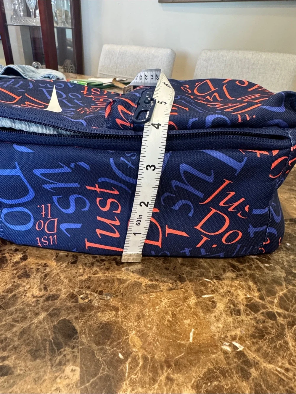 Nike Blue Insulated Lunch Bag with Orange 'Just Do It' Script and White Swoosh